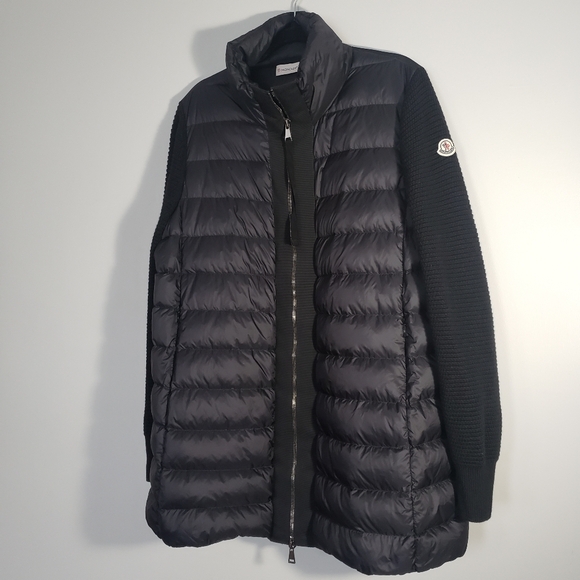 Moncler Sweaters - MONCLER, CHARCOAL MAGLIONE TRICOT CARDIGAN, SIZE XL